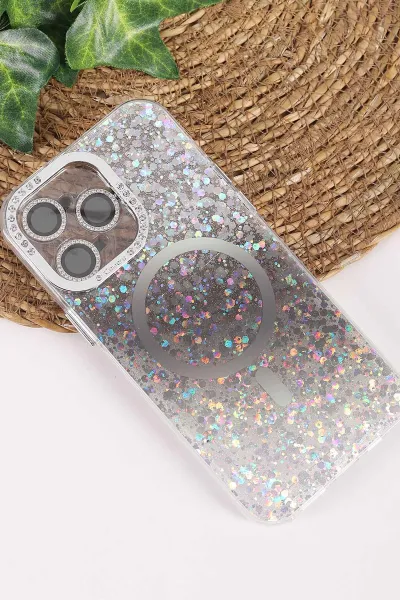 Siyah TeknoCase İPhone 14 Pro Max Uyumlu Sortie Diamond Case Serisi Sert Silikon Telefon Kılıfı 457968
