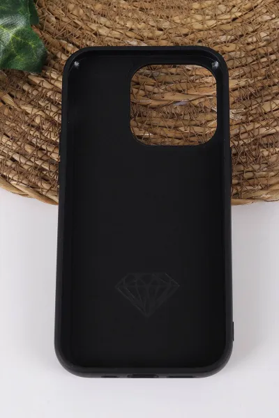 Siyah TeknoCase İPhone 14 Pro Uyumlu Afra Diamond Case Serisi Lens Hediyeli Premium Sert Silikon Telefon Kılıfı 430513