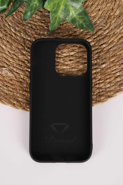 Siyah TeknoCase İPhone 14 Pro Uyumlu Perfect Diamond Case Serisi Taşlı Lens Hediyeli Sert Silikon Telefon Kılıfı 480793