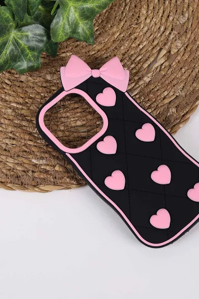 Siyah TeknoCase İPhone 14 Pro Uyumlu Terra Case Serisi Premium Kabartmalı Soft Silikon Telefon Kılıfı 430283