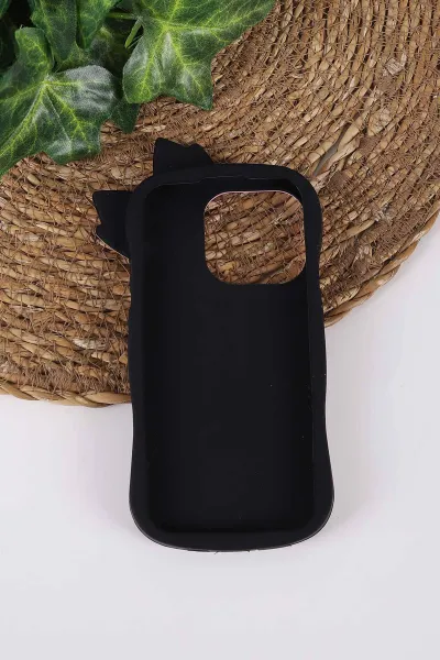Siyah TeknoCase İPhone 14 Pro Uyumlu Terra Case Serisi Premium Kabartmalı Soft Silikon Telefon Kılıfı 430283
