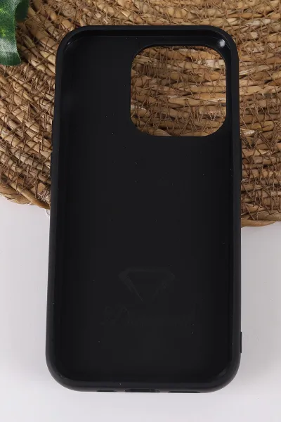 Siyah TeknoCase İPhone 14 Pro Uyumlu Viola Diamond Case Serisi Kartlıklı Lens Hediyeli Sert Silikon Telefon Kılıfı 430801
