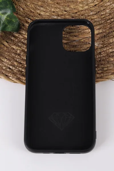 Siyah TeknoCase İPhone 14 Uyumlu Afra Diamond Case Serisi Lens Hediyeli Premium Sert Silikon Telefon Kılıfı 430508