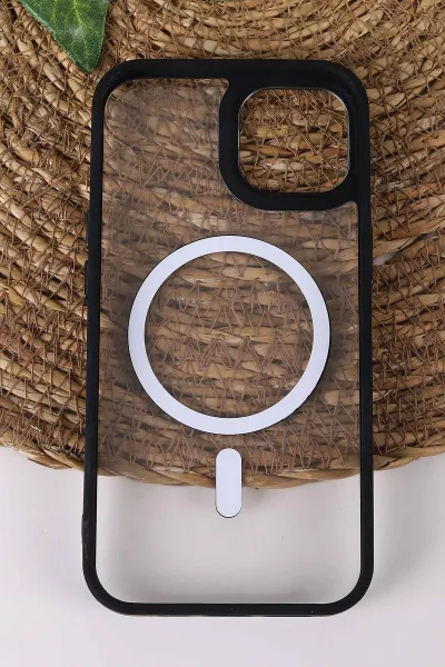 Siyah TeknoCase İPhone 14 Uyumlu Clear Lüx Case Serisi Lens Hediyeli Sert Silikon Telefon Kılıfı 430696