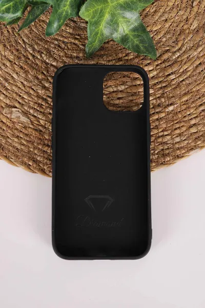 Siyah TeknoCase İPhone 14 Uyumlu Nelly Diamond Serisi Taşlı Lens Hediyeli Sert Silikon Telefon Kılıfı 480926
