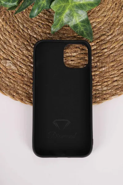 Siyah TeknoCase İPhone 14 Uyumlu Perfect Diamond Case Serisi Taşlı Lens Hediyeli Sert Silikon Telefon Kılıfı 480779