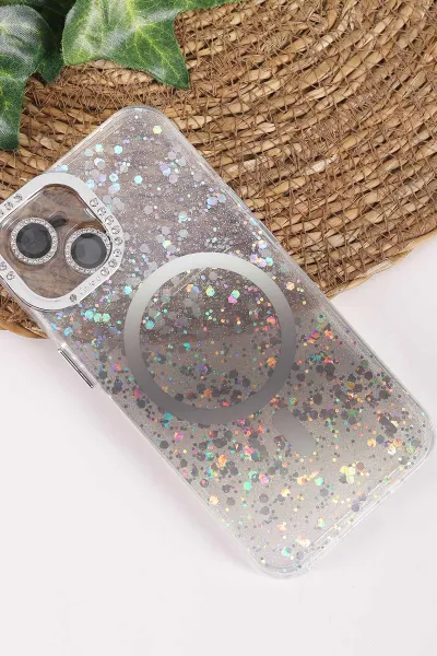 Siyah TeknoCase İPhone 14 Uyumlu Sortie Diamond Case Serisi Sert Silikon Telefon Kılıfı 457958