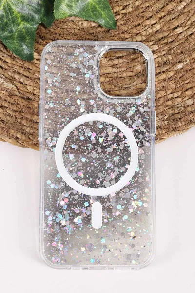 Siyah TeknoCase İPhone 14 Uyumlu Sortie Diamond Case Serisi Sert Silikon Telefon Kılıfı 457958
