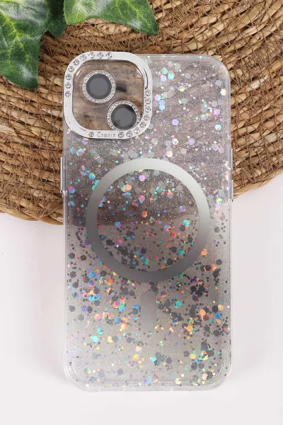 Siyah TeknoCase İPhone 14 Uyumlu Sortie Diamond Case Serisi Sert Silikon Telefon Kılıfı 457958