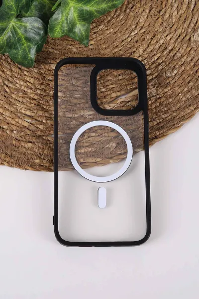 Siyah TeknoCase İPhone 15 Pro Max Uyumlu Clear Lüx Case Serisi Lens Hediyeli Sert Silikon Telefon Kılıfı 430728