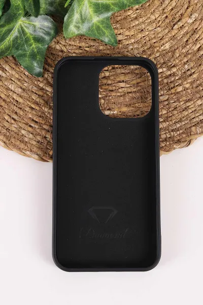 Siyah TeknoCase İPhone 15 Pro Max Uyumlu Ella Diamond Case Serisi Lens Hediyeli Sert Silikon Telefon Kılıfı 457760