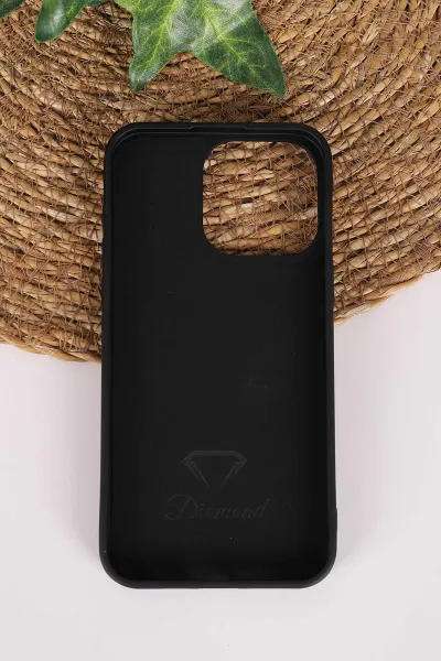 Siyah TeknoCase İPhone 15 Pro Max Uyumlu Perfect Diamond Case Serisi Taşlı Lens Hediyeli Sert Silikon Telefon Kılıfı 480821