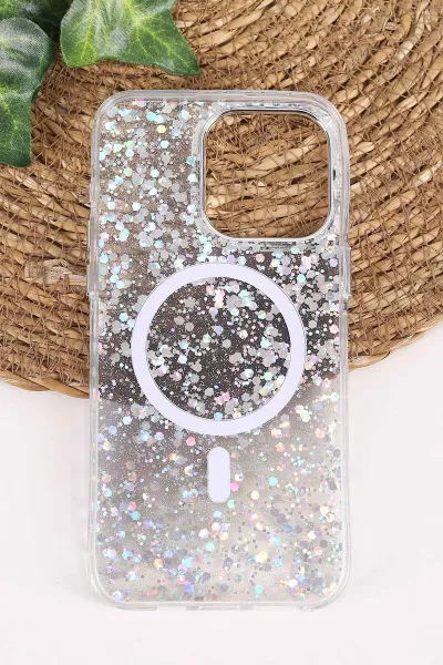 Siyah TeknoCase İPhone 15 Pro Max Uyumlu Sortie Diamond Case Serisi Sert Silikon Telefon Kılıfı 457990