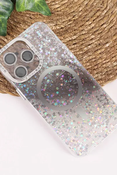 Siyah TeknoCase İPhone 15 Pro Max Uyumlu Sortie Diamond Case Serisi Sert Silikon Telefon Kılıfı 457990