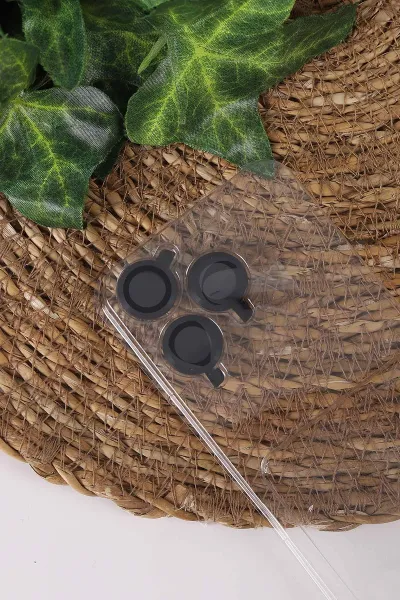 Siyah TeknoCase İPhone 15 Pro Uyumlu Creative Fiber Case Serisi Lens Hediyeli Vakumlu Sert Silikon Telefon Kılıfı 430909