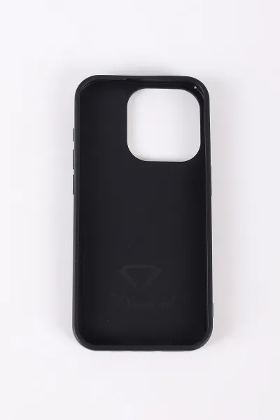 Siyah TeknoCase İPhone 15 Pro Uyumlu Dlr Diamond Case Serisi Lens Hediyeli Premium Sert Silikon Telefon Kılıfı 430373