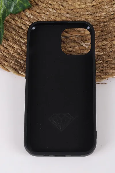 Siyah TeknoCase İPhone 15 Uyumlu Afra Diamond Case Serisi Lens Hediyeli Premium Sert Silikon Telefon Kılıfı 430524
