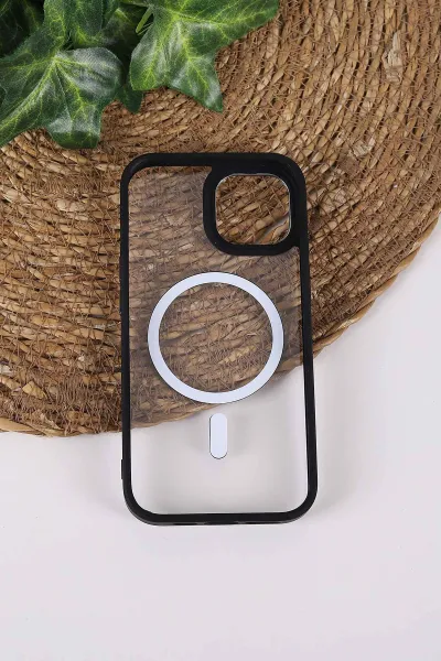 Siyah TeknoCase İPhone 15 Uyumlu Clear Lüx Case Serisi Lens Hediyeli Sert Silikon Telefon Kılıfı 430717