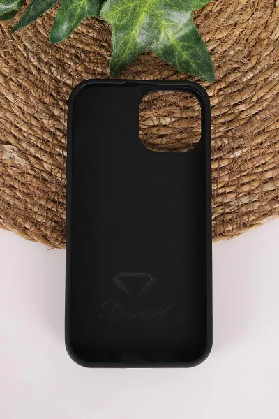 Siyah TeknoCase İPhone 15 Uyumlu Nelly Diamond Serisi Taşlı Lens Hediyeli Sert Silikon Telefon Kılıfı 480934