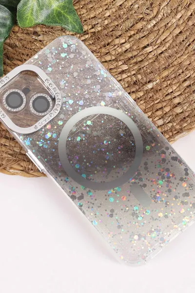 Siyah TeknoCase İPhone 15 Uyumlu Sortie Diamond Case Serisi Sert Silikon Telefon Kılıfı 457972