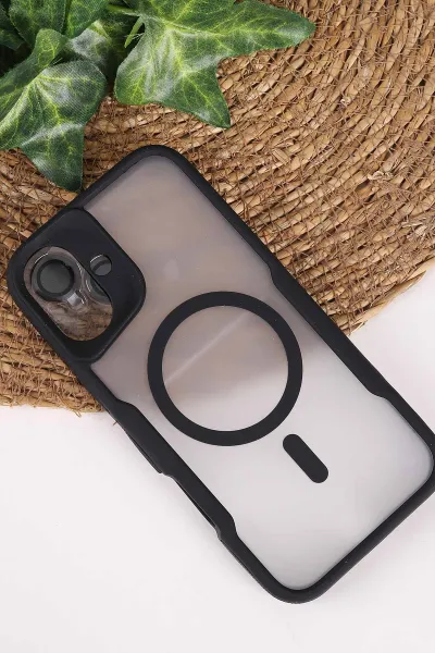 Siyah TeknoCase İphone 16 Plus Uyumlu Matte Guard Serisi Lens Korumalı Silikon Telefon Kılıfı 472481