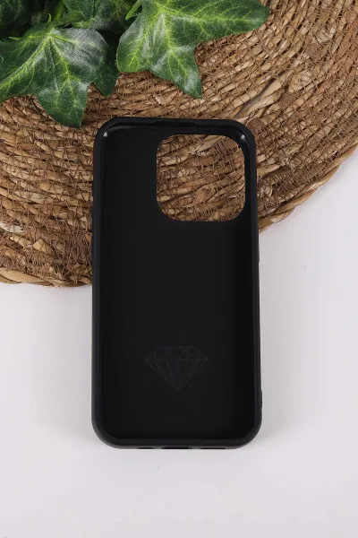Siyah TeknoCase İPhone 16 Pro Max Uyumlu Afra Diamond Case Serisi Lens Hediyeli Premium Sert Silikon Telefon Kılıfı 430550