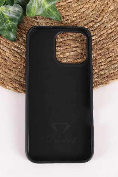 Siyah TeknoCase İPhone 16 Pro Max Uyumlu Ella Diamond Case Serisi Lens Hediyeli Sert Silikon Telefon Kılıfı 457819