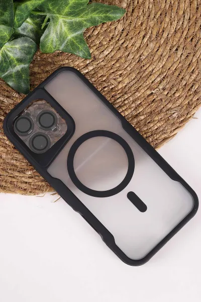 Siyah TeknoCase İphone 16 Pro Max Uyumlu Matte Guard Serisi Lens Korumalı Silikon Telefon Kılıfı 472486