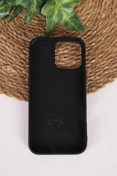 Siyah TeknoCase İPhone 16 Pro Max Uyumlu Perfect Diamond Case Serisi Taşlı Lens Hediyeli Sert Silikon Telefon Kılıfı 480846