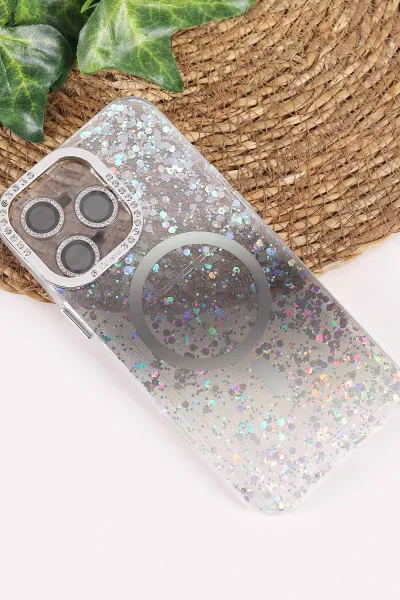 Siyah TeknoCase İPhone 16 Pro Max Uyumlu Sortie Diamond Case Serisi Sert Silikon Telefon Kılıfı 457998