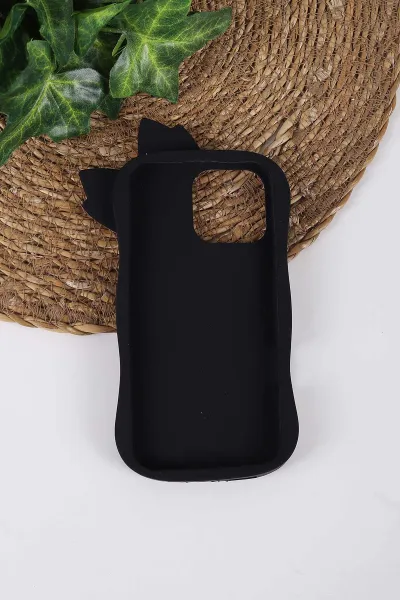 Siyah TeknoCase İPhone 16 Pro Max Uyumlu Terra Case Serisi Premium Kabartmalı Soft Silikon Telefon Kılıfı 430321