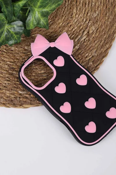 Siyah TeknoCase İPhone 16 Pro Max Uyumlu Terra Case Serisi Premium Kabartmalı Soft Silikon Telefon Kılıfı 430321