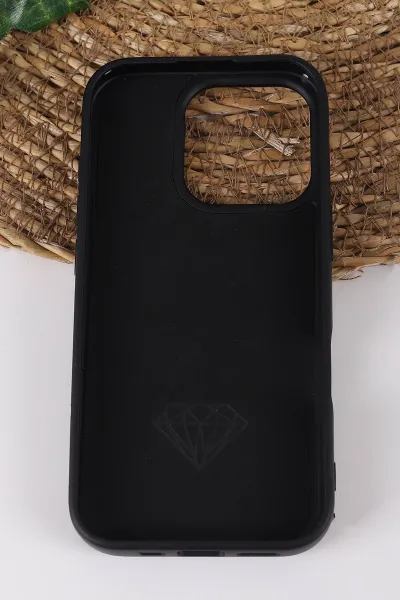 Siyah TeknoCase İPhone 16 Pro Uyumlu Afra Diamond Case Serisi Lens Hediyeli Premium Sert Silikon Telefon Kılıfı 430545