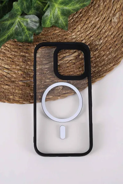 Siyah TeknoCase İPhone 16 Pro Uyumlu Clear Lüx Case Serisi Lens Hediyeli Sert Silikon Telefon Kılıfı 430735