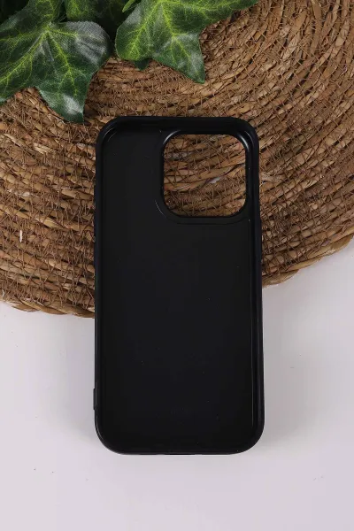 Siyah TeknoCase İPhone 16 Pro Uyumlu Daisy Case Serisi Taşlı Vakumlu Sert Silikon Telefon Kılıfı 431090