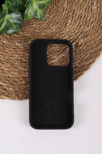 Siyah TeknoCase İPhone 16 Pro Uyumlu Dlr Diamond Case Serisi Lens Hediyeli Premium Sert Silikon Telefon Kılıfı 430385