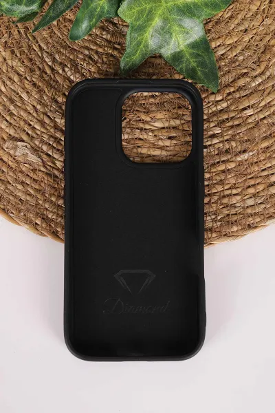 Siyah TeknoCase İPhone 16 Pro Uyumlu Perfect Diamond Case Serisi Taşlı Lens Hediyeli Sert Silikon Telefon Kılıfı 480836