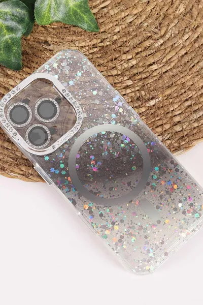 Siyah TeknoCase İPhone 16 Pro Uyumlu Sortie Diamond Case Serisi Sert Silikon Telefon Kılıfı 458002