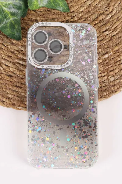 Siyah TeknoCase İPhone 16 Pro Uyumlu Sortie Diamond Case Serisi Sert Silikon Telefon Kılıfı 458002