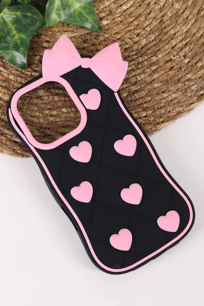 Siyah TeknoCase İPhone 16 Pro Uyumlu Terra Case Serisi Premium Kabartmalı Soft Silikon Telefon Kılıfı 430317
