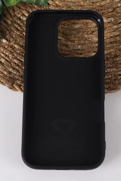Siyah TeknoCase İPhone 16 Pro Uyumlu Viola Diamond Case Serisi Kartlıklı Lens Hediyeli Sert Silikon Telefon Kılıfı 430840