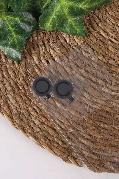 Siyah TeknoCase İPhone 16 Uyumlu Creative Fiber Case Serisi Lens Hediyeli Vakumlu Sert Silikon Telefon Kılıfı 430913