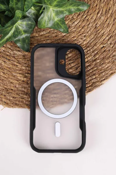 Siyah TeknoCase İphone 16 Uyumlu Matte Guard Serisi Lens Korumalı Silikon Telefon Kılıfı 472469
