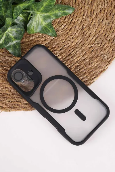 Siyah TeknoCase İphone 16 Uyumlu Matte Guard Serisi Lens Korumalı Silikon Telefon Kılıfı 472469