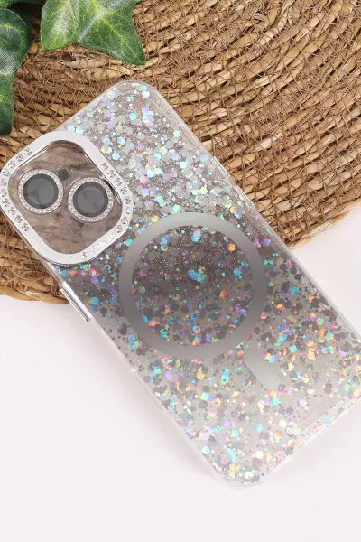 Siyah TeknoCase İPhone 16 Uyumlu Sortie Diamond Case Serisi Sert Silikon Telefon Kılıfı 457994