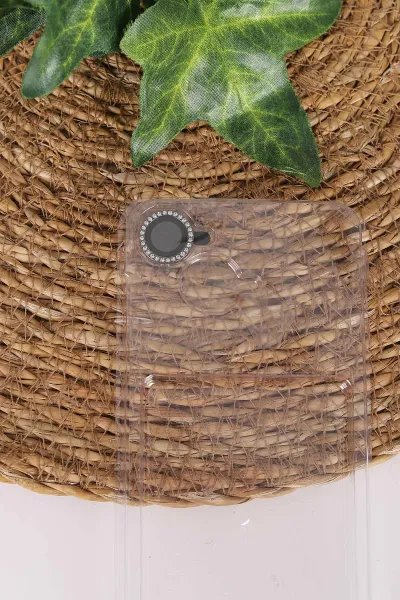 Siyah TeknoCase İPhone 16E & 17E Uyumlu Nelly Diamond Serisi Taşlı Lens Hediyeli Sert Silikon Telefon Kılıfı 480974