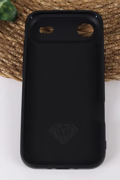 Siyah TeknoCase İPhone 17 Air Uyumlu Afra Diamond Case Serisi Lens Hediyeli Premium Sert Silikon Telefon Kılıfı 430565