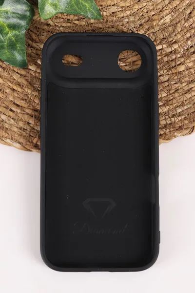 Siyah TeknoCase İPhone 17 Air Uyumlu Ella Diamond Case Serisi Lens Hediyeli Sert Silikon Telefon Kılıfı 457836