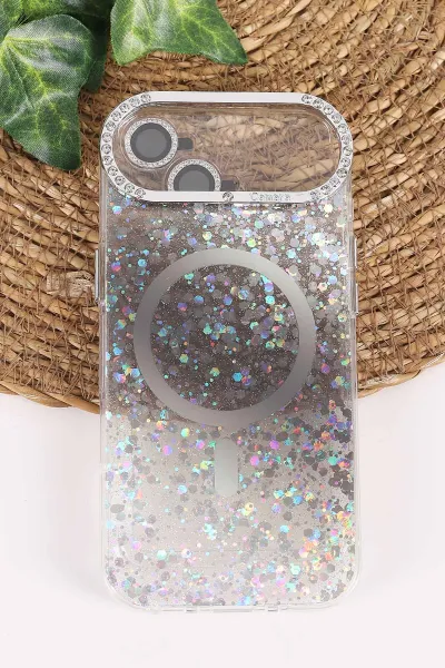 Siyah TeknoCase İPhone 17 Air Uyumlu Sortie Diamond Case Serisi Sert Silikon Telefon Kılıfı 458019