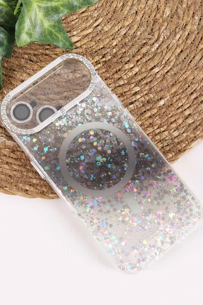 Siyah TeknoCase İPhone 17 Air Uyumlu Sortie Diamond Case Serisi Sert Silikon Telefon Kılıfı 458019